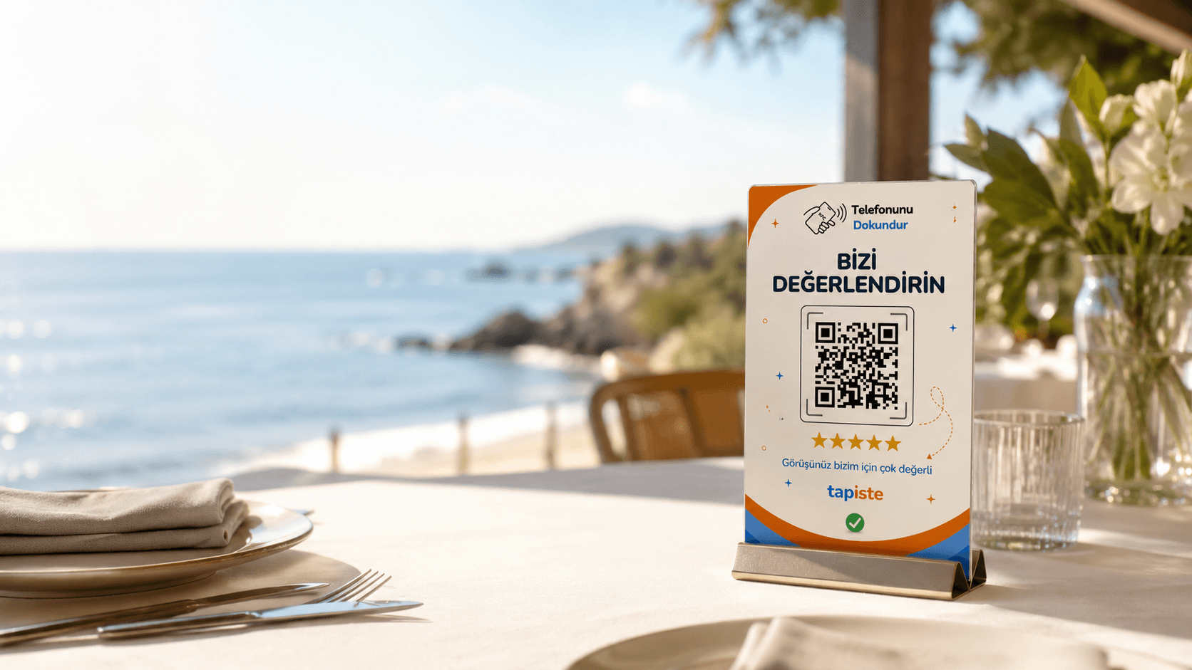 Tapiste kartının restoran masasında kullanımı