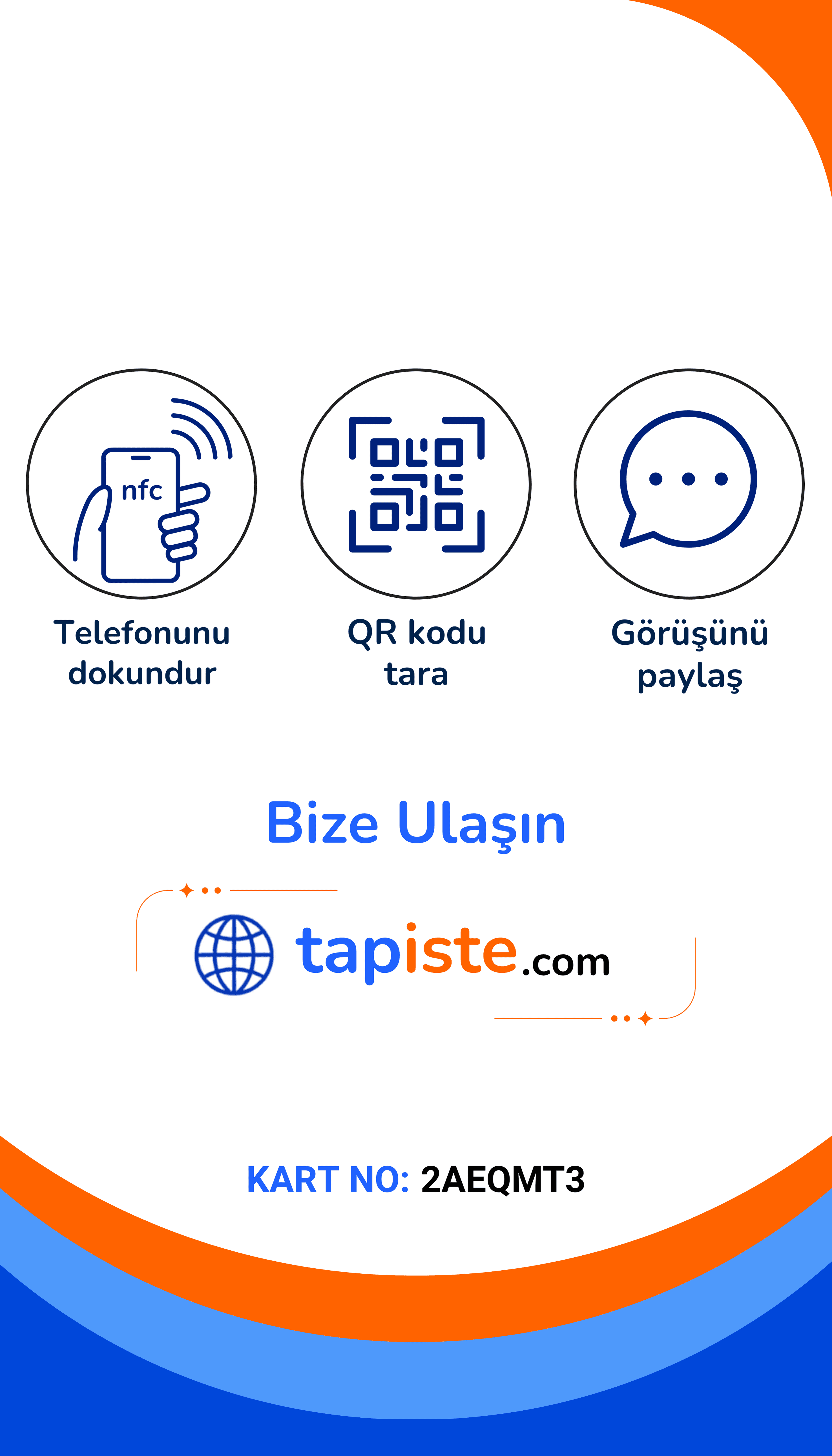 Tapiste NFC/QR kartı — arka yüz